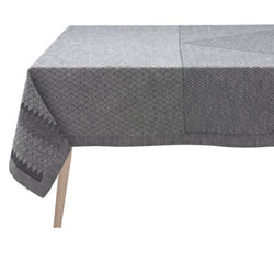 Gray geometric patterned tablecloth on a white background