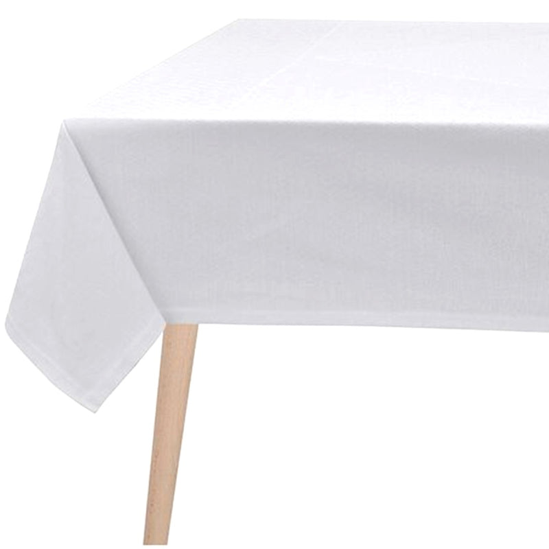 White tablecloth on a wooden table with a white background