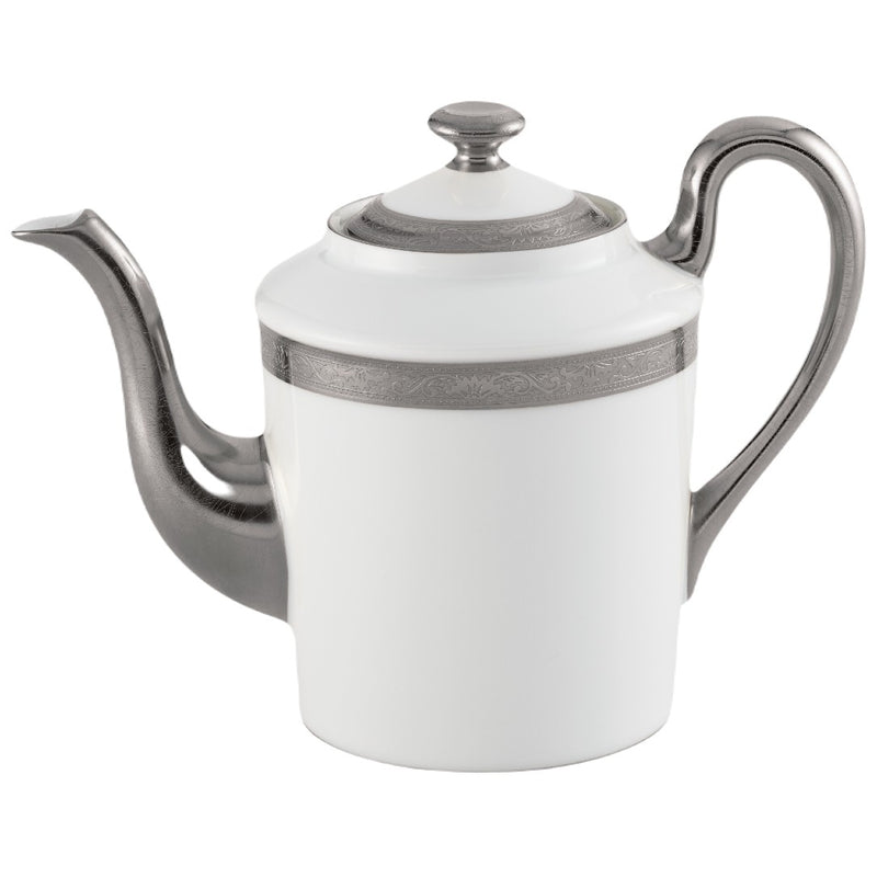 Raynaud Ambassador Platine porcelain coffee pot with platinum border and elegant handle