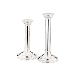 Column-style silver-plated candlestick by Greggio with fluted classical design