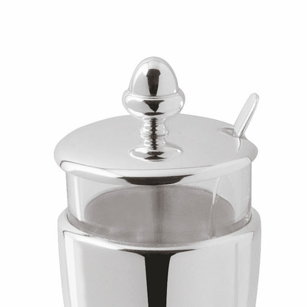 Crystal mustard pot with silver-plated lid and spoon from the Rencontre collection by Ercuis.