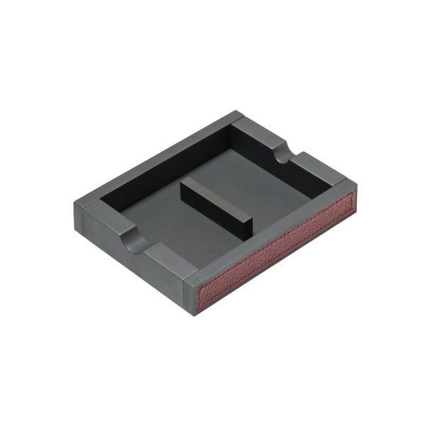 A luxurious 'Curzio' Ashtray with a base wrapped in leather and metal body in a bronze finish by Giobagnara.