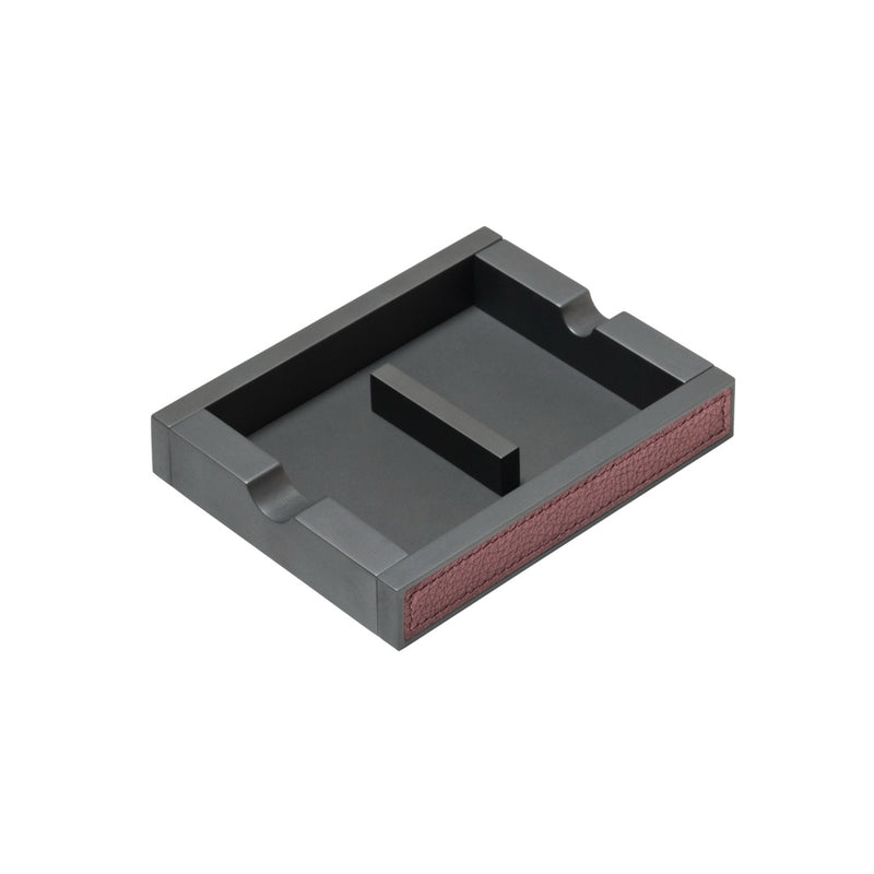 A luxurious 'Curzio' Ashtray with a base wrapped in leather and metal body in a bronze finish by Giobagnara.