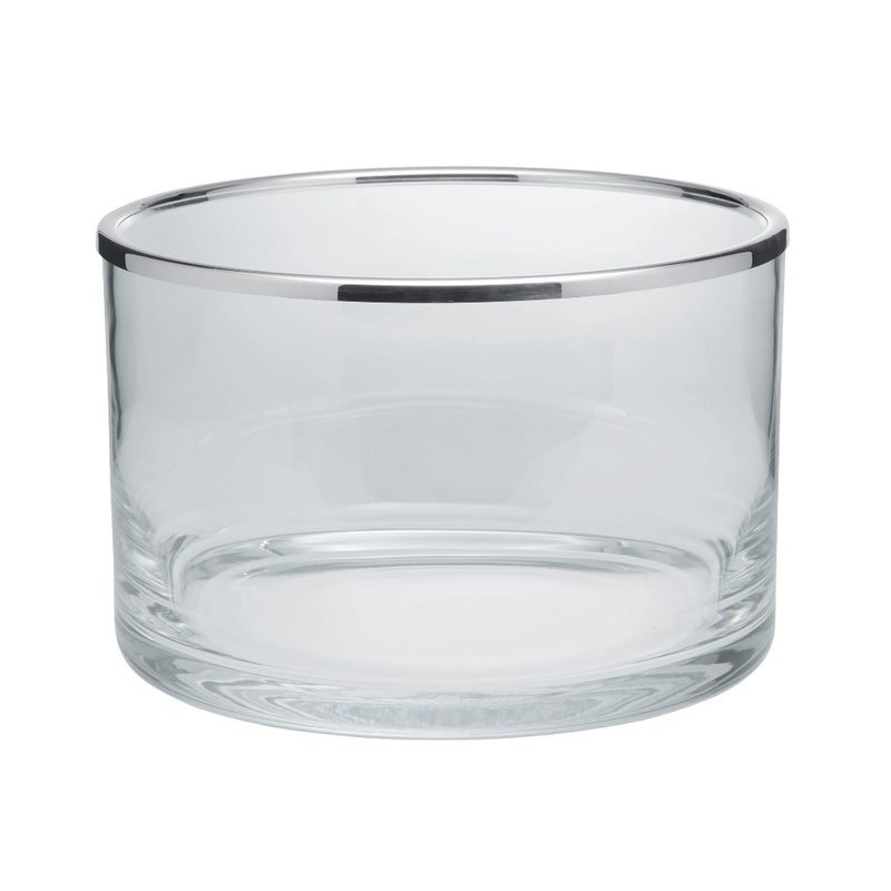 Xlarge Cylindrical glass bowl with silver-plated rim Éclat collection by Ercuis