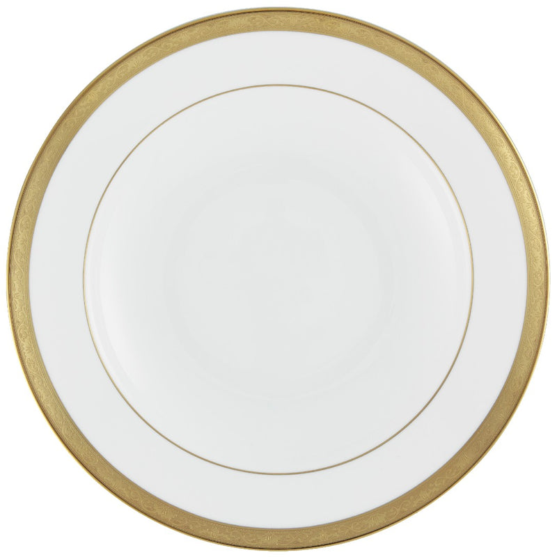 Deep porcelain chop plate with gold inlay from the Ambassador Gold collection by Raynaud

