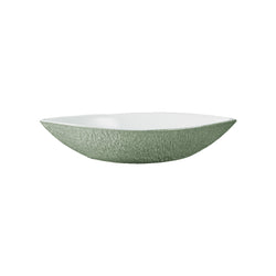 Raynaud Minéral Irisé Céladon almond-shaped porcelain deep dish 13cm with sculptural texture and celadon glaze

