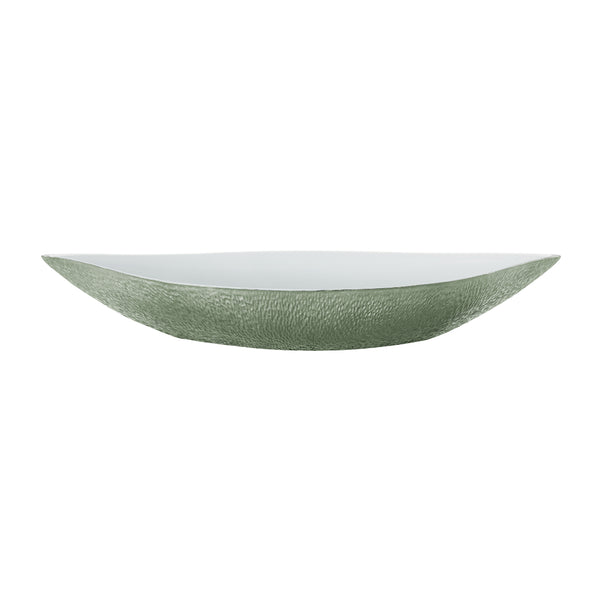 Raynaud Minéral Irisé Céladon large 39cm porcelain deep dish with sculptural relief and celadon iridescent glaze