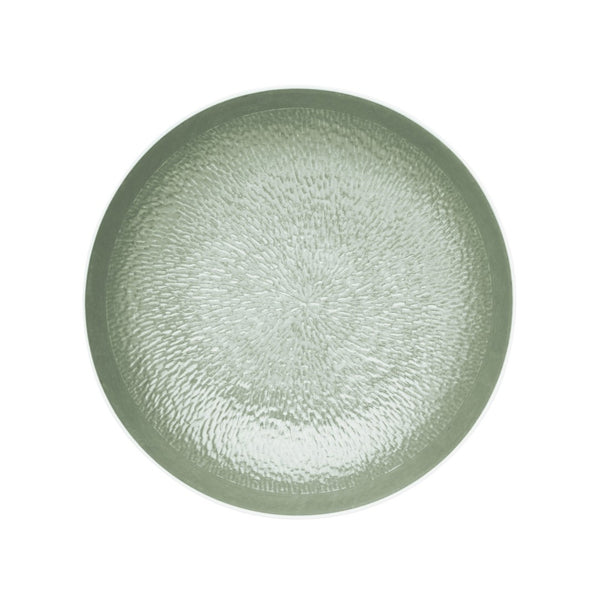Raynaud Minéral Irisé Céladon porcelain deep plate 17cm with iridescent celadon glaze and sculptural design