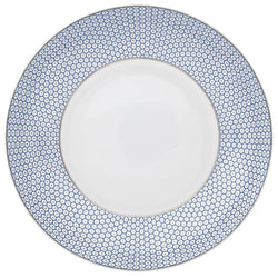 Raynaud Trésor Bleu deep plate 27cm in Limoges porcelain with cobalt blue and platinum honeycomb pattern.