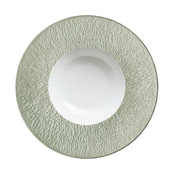 Raynaud Minéral Irisé Céladon porcelain deep plate 27cm with rim and celadon green iridescent glaze