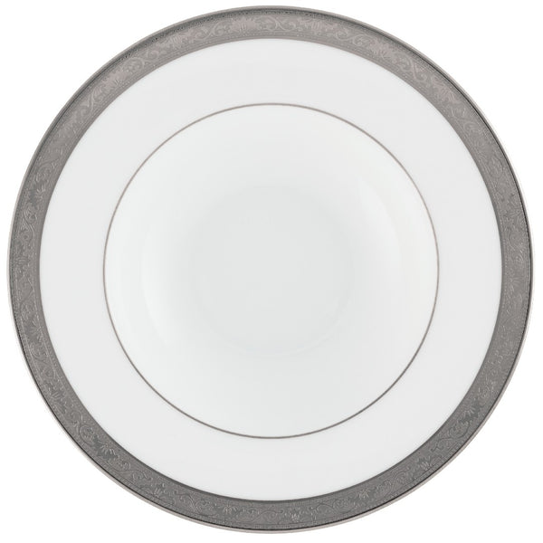 Raynaud Ambassador Platine deep porcelain plate with platinum rim and Renaissance border, 21cm