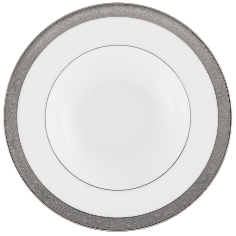 Raynaud Ambassador Platine deep porcelain plate with platinum rim and Renaissance border, 21cm