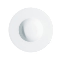 Hommage 21cm deep plate with rim by Raynaud, wide-rim fine porcelain handcrafted in France with layered design 