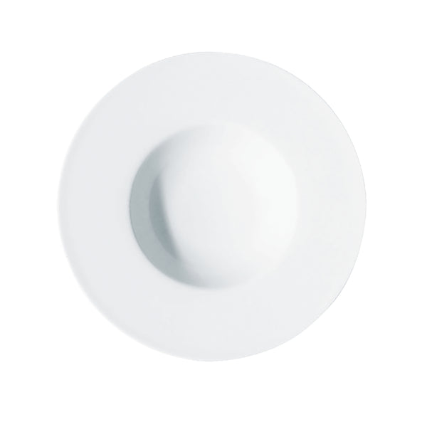 Hommage 21cm deep plate with rim by Raynaud, wide-rim fine porcelain handcrafted in France with layered design 