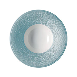 Raynaud Minéral Irisé Sky Blue 22.5cm porcelain deep plate with rim and iridescent glaze