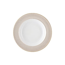 Francis Carreau Beige porcelain deep plate with rim featuring beige and gold check design by Rosenthal