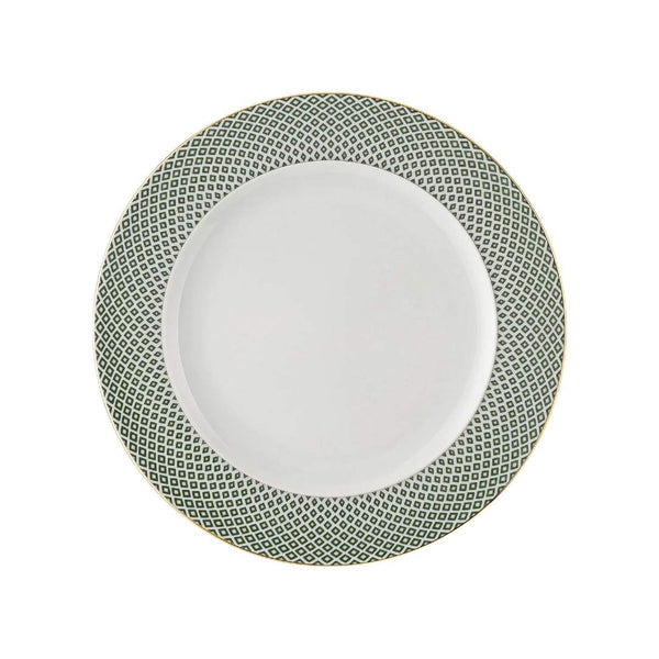 Francis Carreau Green porcelain 16.3 cm deep plate with rim in green and gold check design by Rosenthal