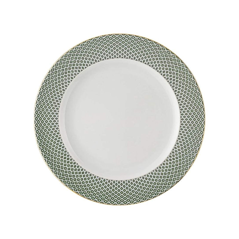 Francis Carreau Green porcelain 16.3 cm deep plate with rim in green and gold check design by Rosenthal