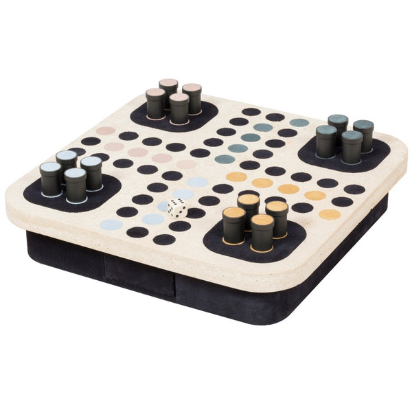 Delos Ludo Game Set in marble and leather by Giobagnara