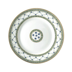 Allée du Roy 19.5cm dessert plate by Raynaud in Limoges porcelain, decorated with trellis, laurel crowns, cornflowers, and gold accents.