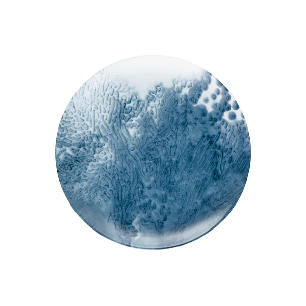 Raynaud Abysses dessert plate in Limoges porcelain with marine-inspired indigo design