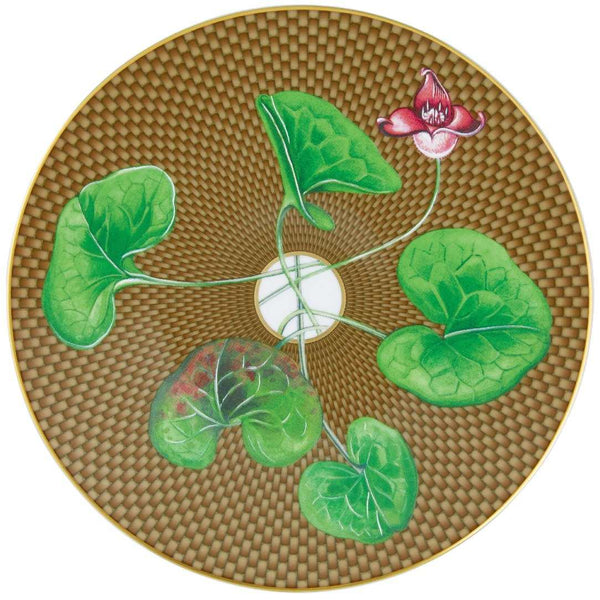 Raynaud porcelain dessert plate Trésor Fleuri with asarum motif