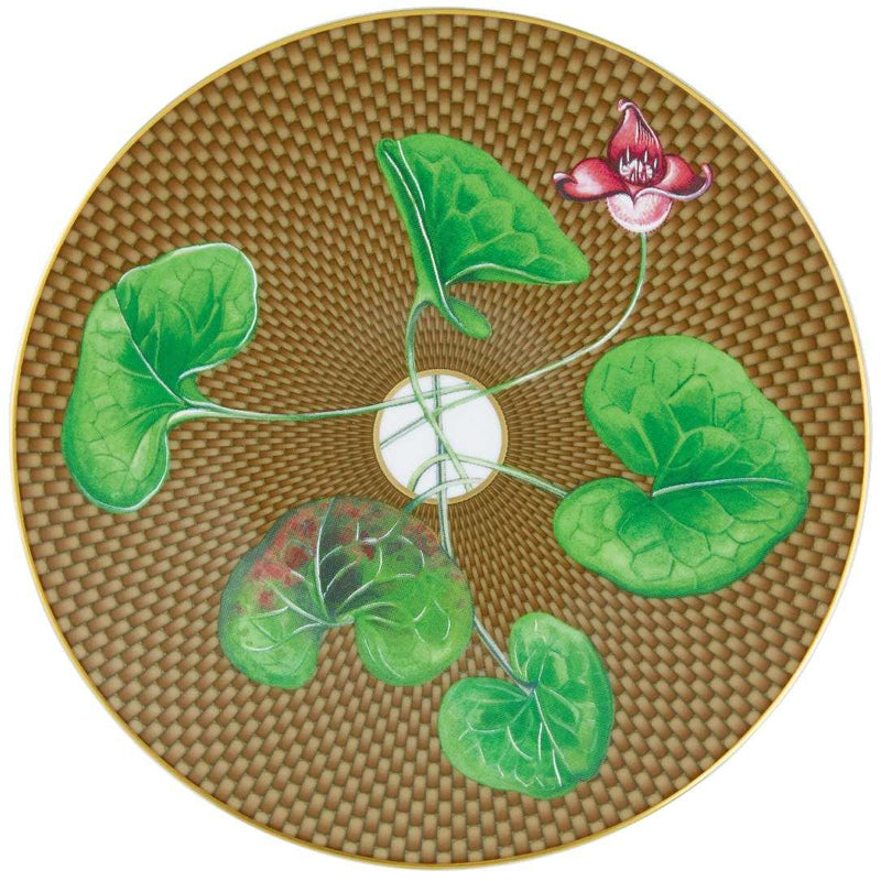 Raynaud porcelain dessert plate Trésor Fleuri with asarum motif