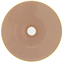Raynaud Trésor beige porcelain dessert plate with gold-accented honeycomb design