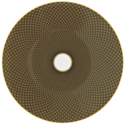 Raynaud Trésor brown porcelain dessert plate with gold-accented honeycomb design