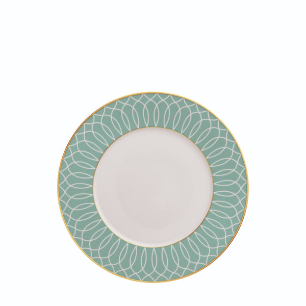 Dessert Plate Carlo Este by FÜRSTENBERG in fine porcelain with gold and green mosaic-inspired design by Carlo Dal Bianco.