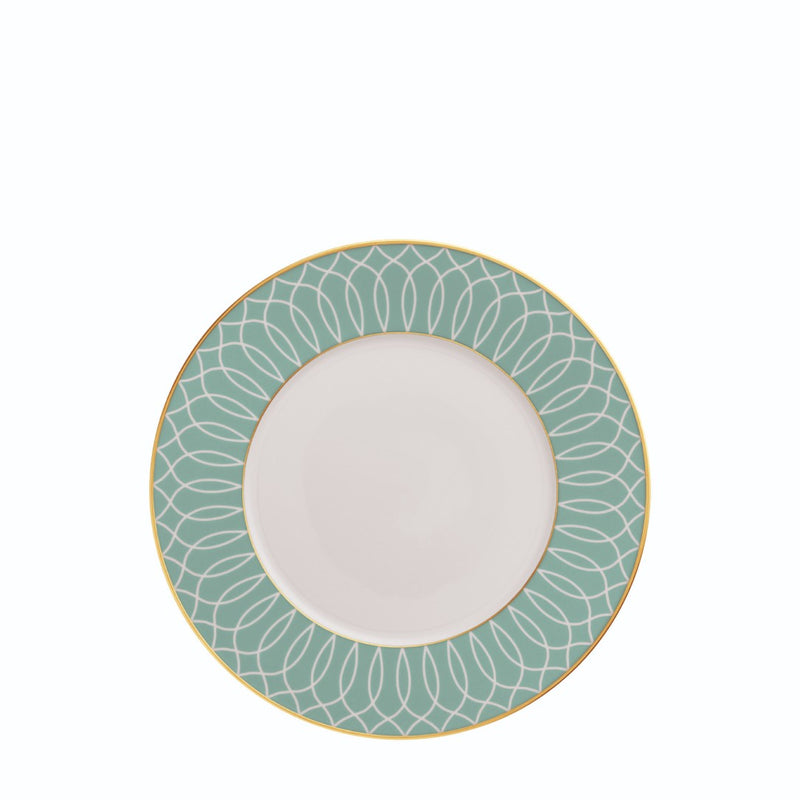Dessert Plate Carlo Este by FÜRSTENBERG in fine porcelain with gold and green mosaic-inspired design by Carlo Dal Bianco.