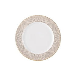 Francis Carreau Beige porcelain dessert plate with beige and gold check design by Rosenthal