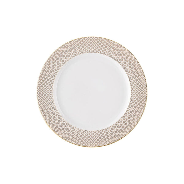 Francis Carreau Beige porcelain dessert plate with beige and gold check design by Rosenthal