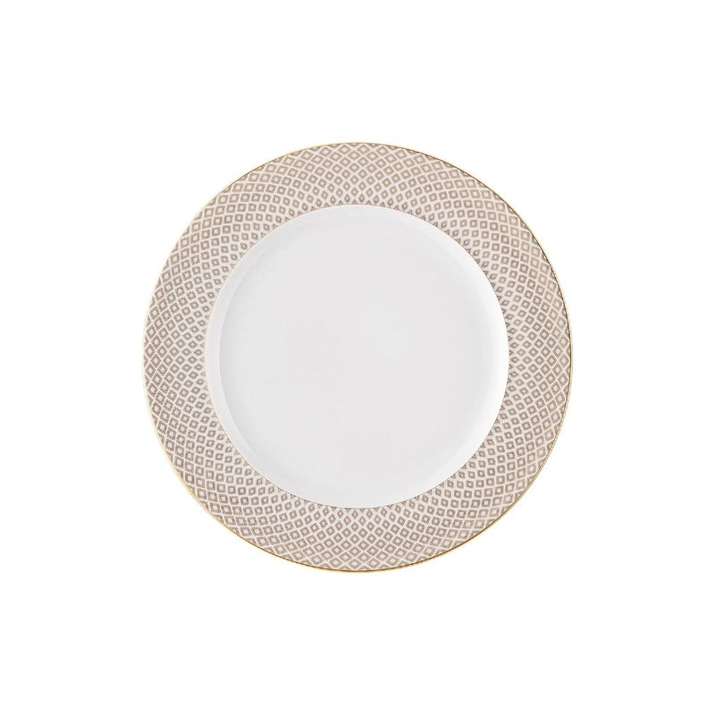 Francis Carreau Beige porcelain dessert plate with beige and gold check design by Rosenthal
