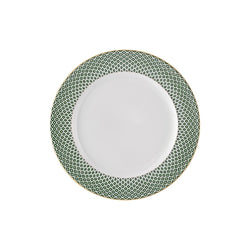 Francis Carreau Green porcelain dessert plate with green and gold check design by Rosenthal