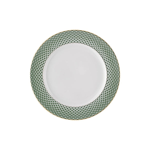 Francis Carreau Green porcelain dessert plate with green and gold check design by Rosenthal
