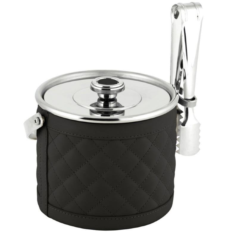 Diamonds Ice Bucket Menfi in quilted padded leather by Riviere x Giobagnara in black