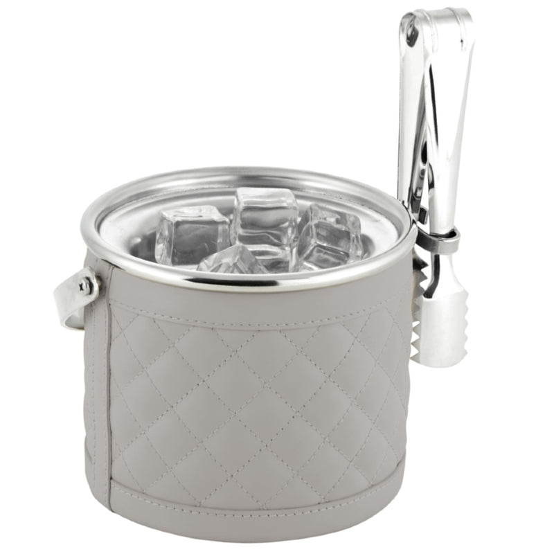 Diamonds Ice Bucket Menfi in quilted padded leather by Riviere x Giobagnara in grey
