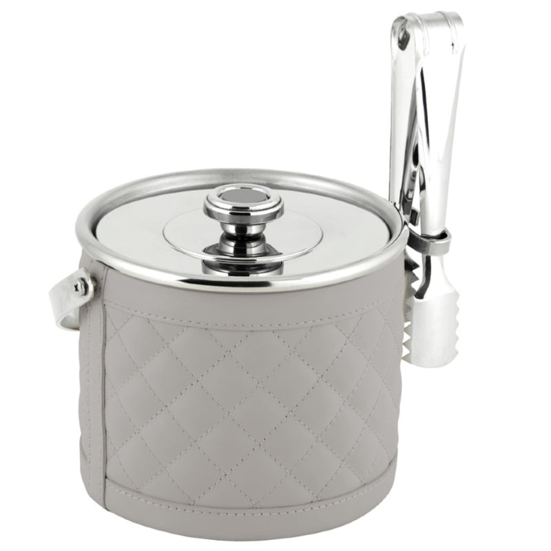 Diamonds Ice Bucket Menfi in quilted padded leather by Riviere x Giobagnara in grey 