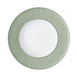 Raynaud Minéral Irisé Céladon porcelain dinner plate 27cm with celadon iridescent glaze and engraved rim