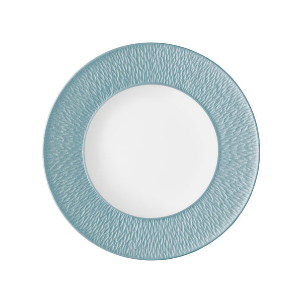 Raynaud Minéral Irisé Sky Blue 27cm porcelain dinner plate with iridescent glaze and organic relief