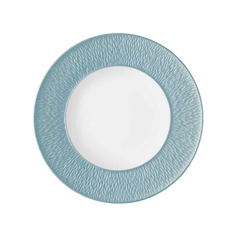 Raynaud Minéral Irisé Sky Blue 27cm porcelain dinner plate with iridescent glaze and organic relief