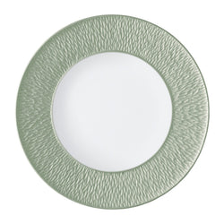 Raynaud Minéral Irisé Céladon porcelain dinner plate 29cm with sculptural rim and celadon iridescent glaze