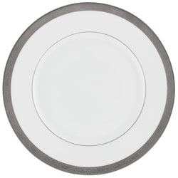 Ambassador Platine porcelain dinner plate by Raynaud with platinum rim and Renaissance-inspired design

