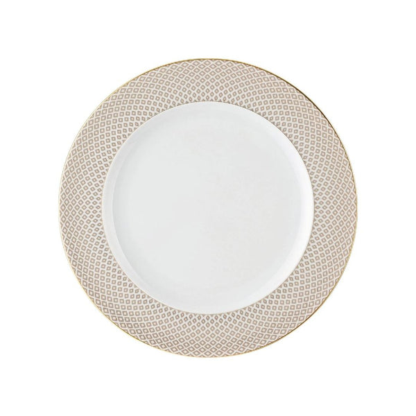 Francis Carreau Beige porcelain dinner plate with beige and gold check pattern by Rosenthal