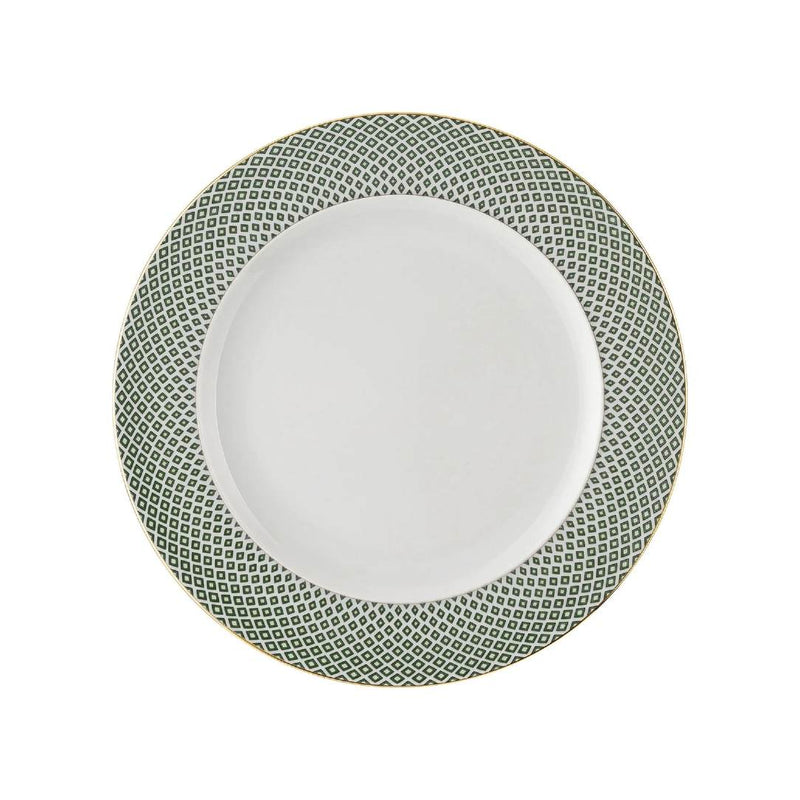 Francis Carreau Green porcelain dinner plate with green and gold check design by Rosenthal