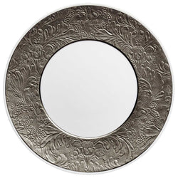 Porcelain dinner plate with radiant platinum detailing from the Italian Renaissance Platinum collection by Raynaud.