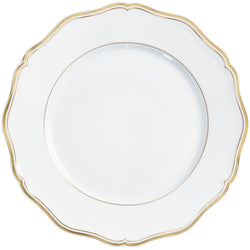 Mazurka White & Gold dinner plate by Raynaud in fine Limoges porcelain with golden festoons inspired by the Polka collection.