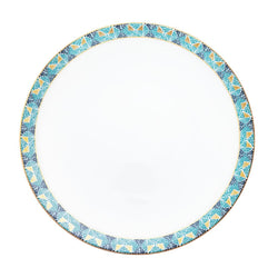 Dinner Plate No.2 Portofino by Haviland in Limoges porcelain with blue and gold Mediterranean mosaic pattern.