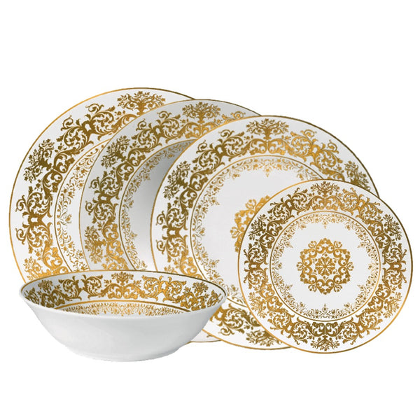 Dinnerware Set of 30 Pieces - Chelsea Gold Fond Blanc